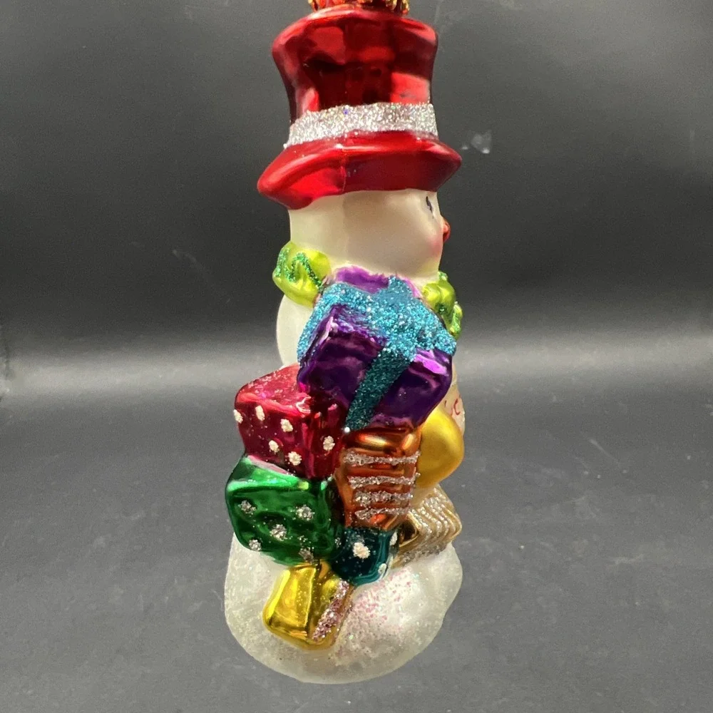 Vintage Christopher Radko Glass Let It Snow Snowman Christmas Ornament